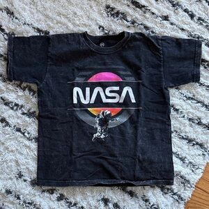 Kids Black NASA Graphic Tee with Pink & Yellow Planet